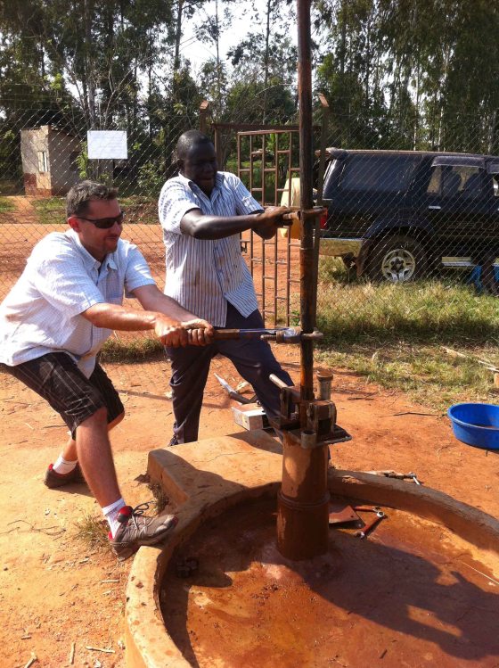 At the borehole (well)